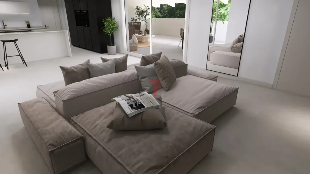 Living Room - Modern Penthouse with Large Terrace in Polverara
