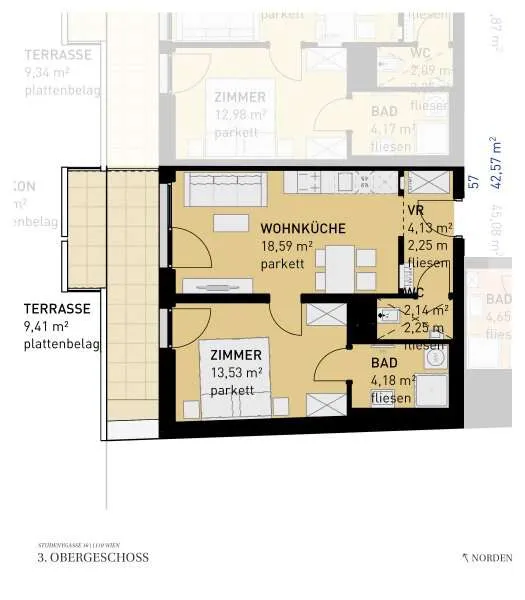 Plan - Provisions-Free Apartment with Balcony in Simmering