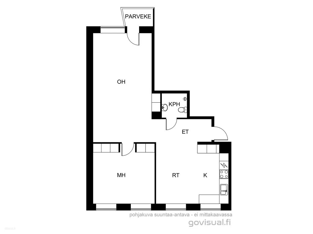 Planimetria - Flat with East-West View in Pori Centre