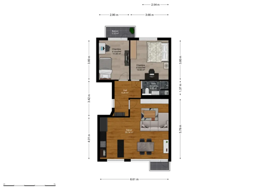 Plan - Appartement avec Balcons et Garage à Drogenbos