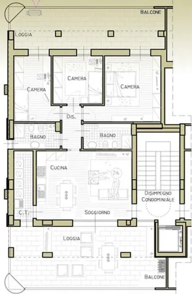 Plan - Modern Apartment with Terraces in Empoli