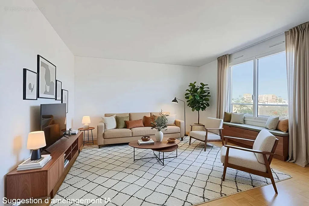 Séjour - Appartement 4 Pièces avec Vue Panoramique sur Paris