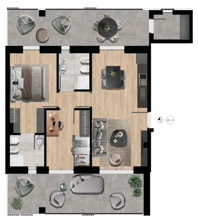 Planimetria - Appartamento moderno con terrazza a Milano