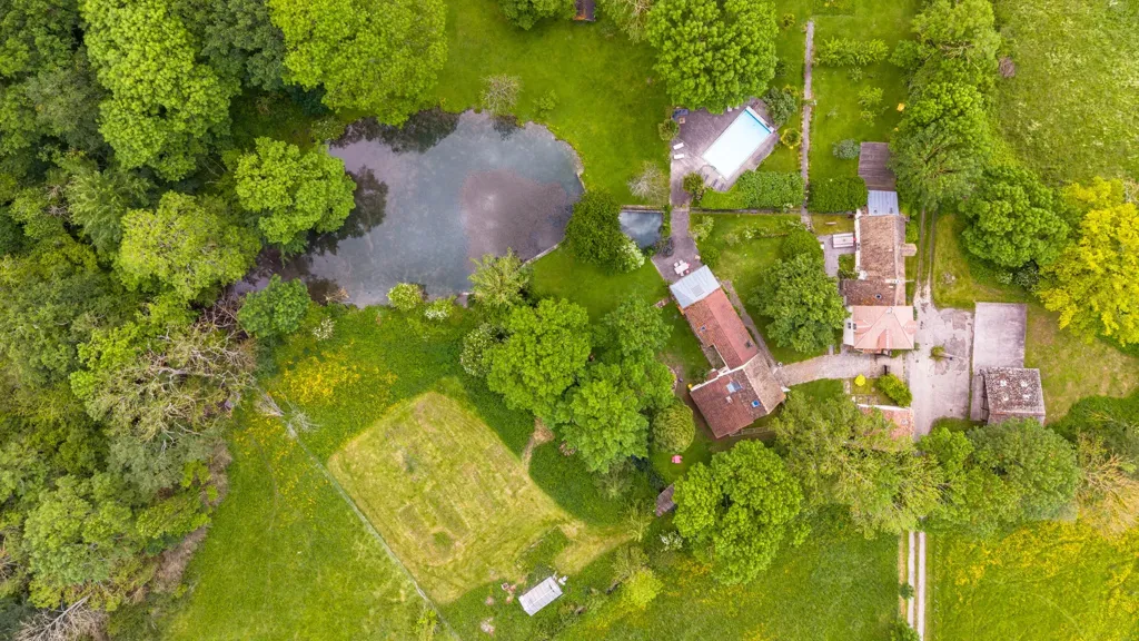 Aerial - Renaissance Mill with Equestrian Facilities near Paris