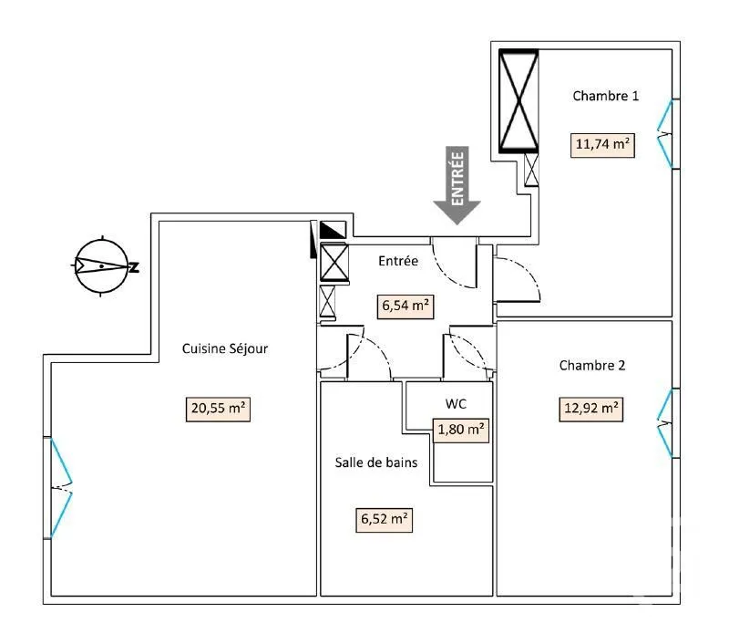 Plan - Appartement T3 Traversant avec Terrasse à Lyon