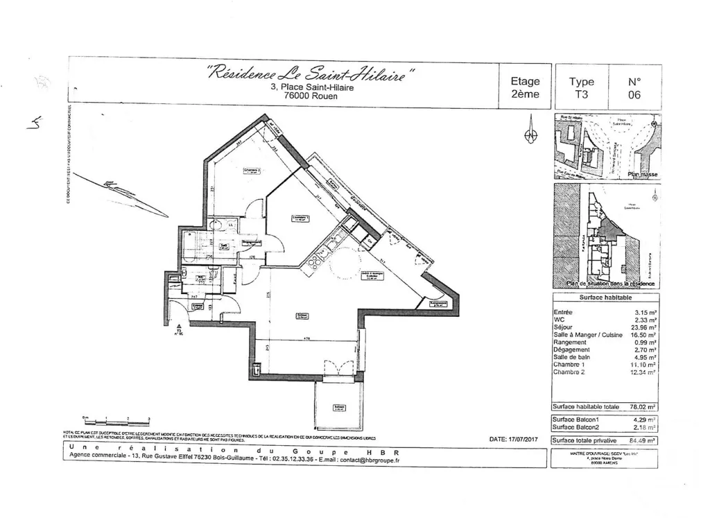 Plaan - 3-Piece Flat with Balcony in Rouen