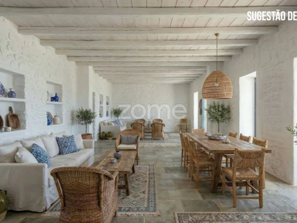 Dining Room - Contemporary Stone House with Pool in Caminha
