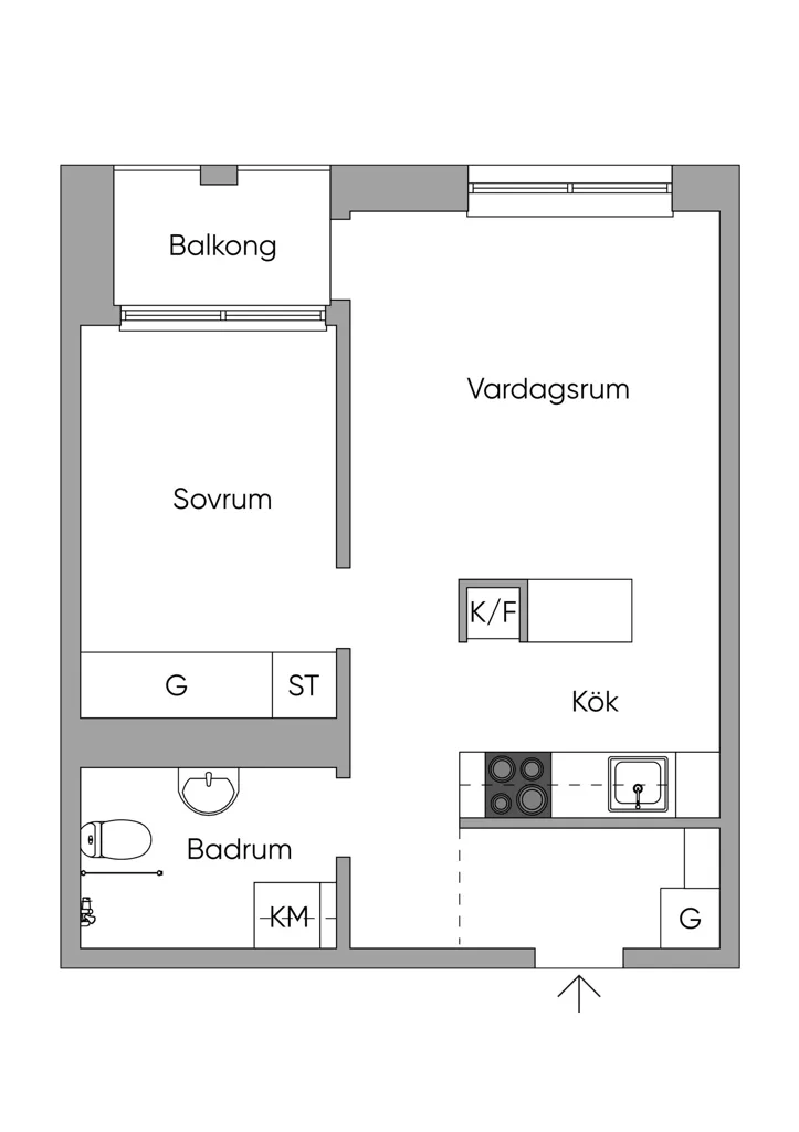 Planimetria - Modern 2-Bedroom with West Balcony in Brf Arkaden
