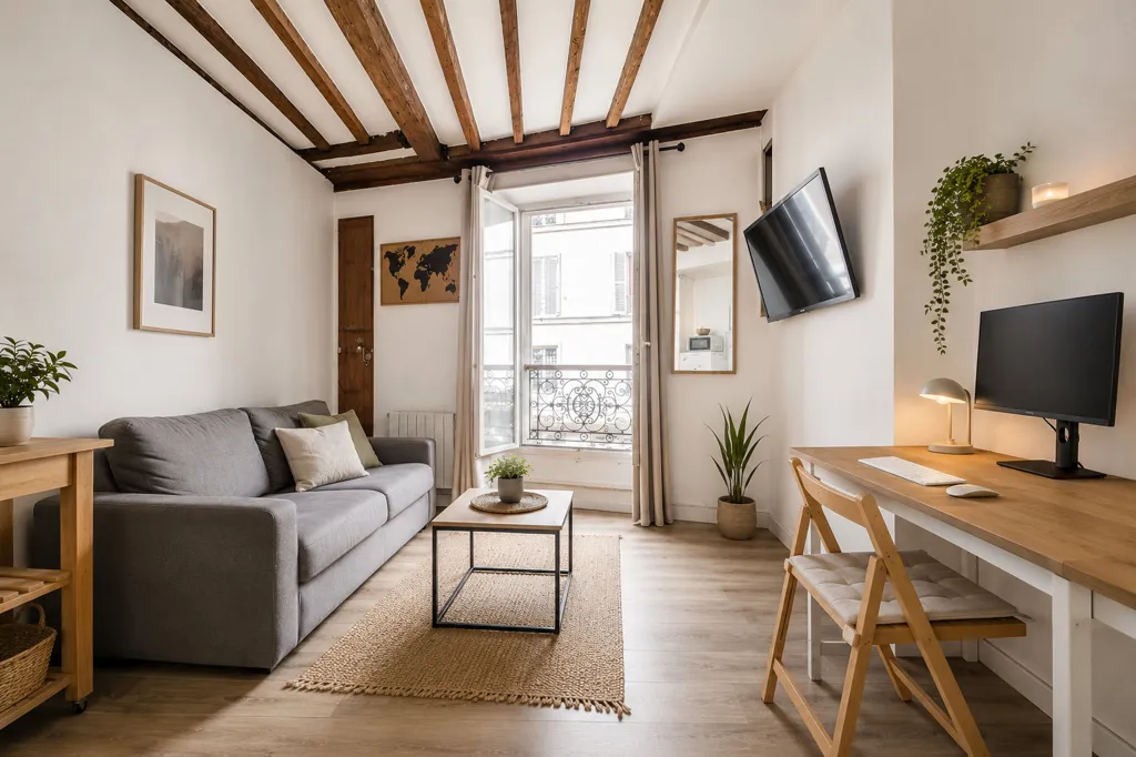 Séjour - Appartement Traversant avec Charme Ancien à Paris