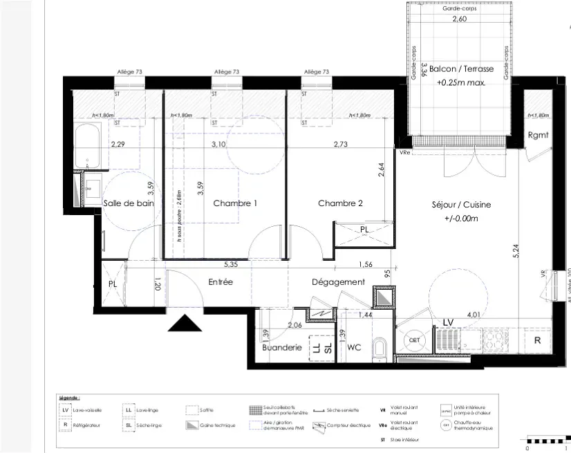 Plan - Appartement 3 Pièces avec Balcon à La Ville aux Dames