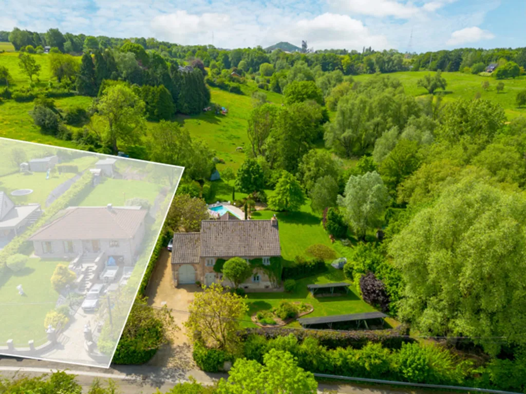 Vue aérienne - Maison avec Piscine et Jardin à Soumagne