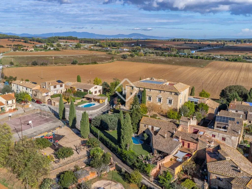 Aerial - Traditional Stone Cottage with Pool in Bàscara