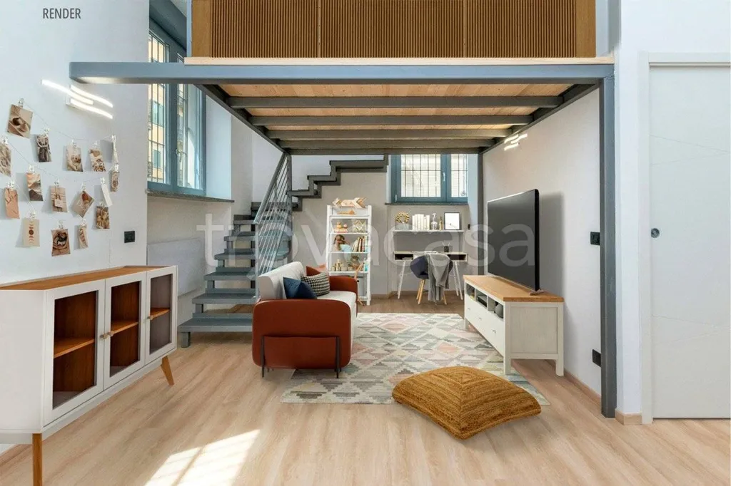 Living Room - Retrofitted Loft with South-East View in Torino
