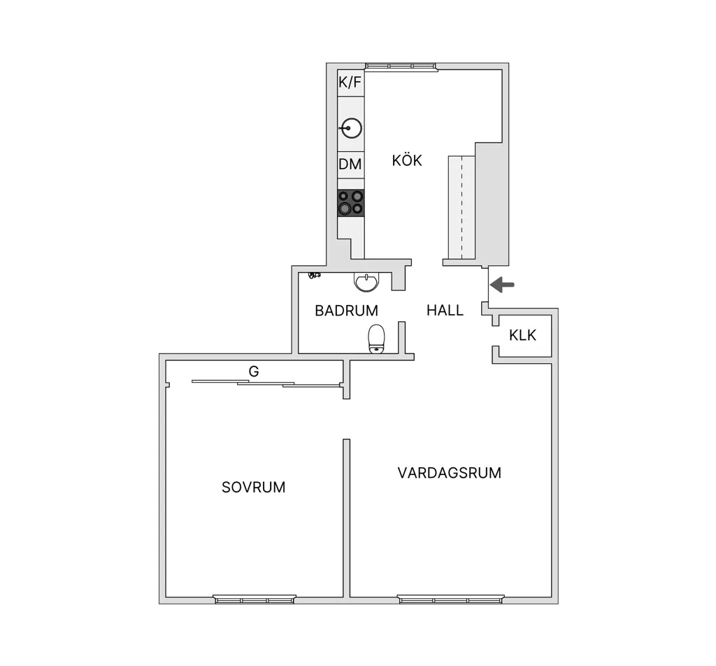 Plan - Loft-Style Apartment with High Ceilings in Krokslätt