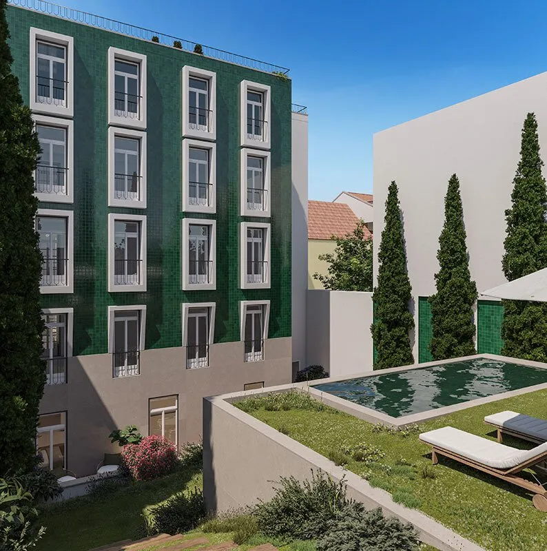 Vue aérienne - New Build Apartment with Pool in Intendente, Lisbon