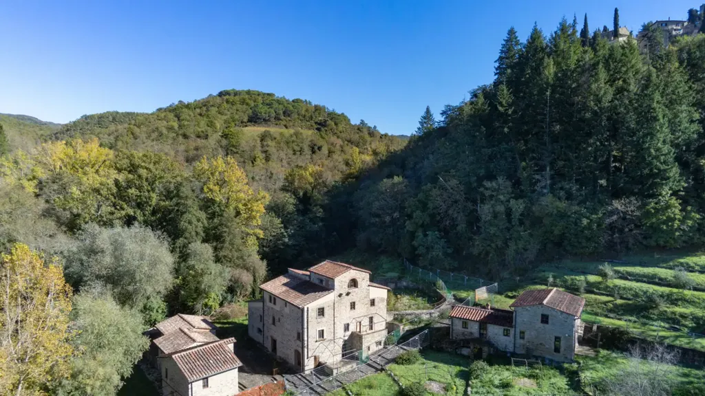 Aerial - Casale with Pool in Gaiole in Chianti