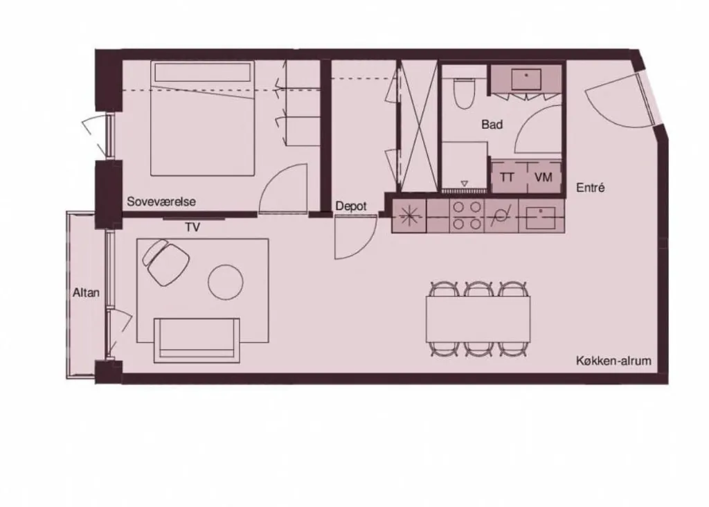 Plan - 2-Bedroom Flat with Elevator in Ørestad