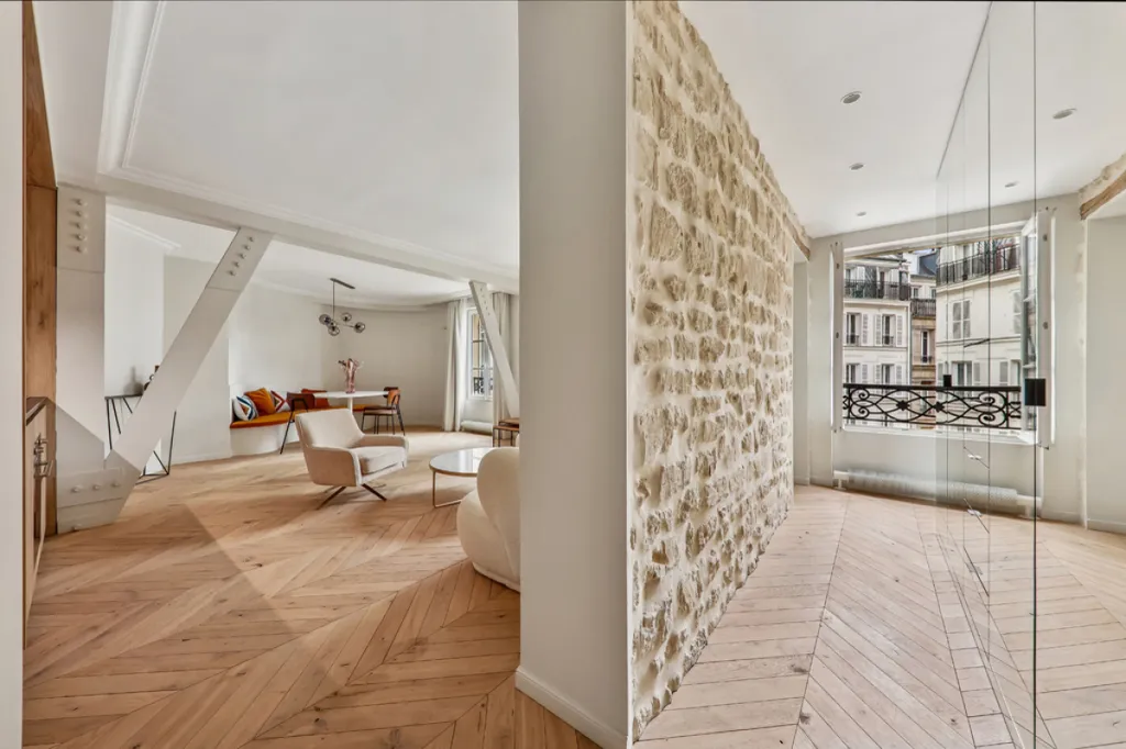 Séjour - Appartement rénové avec vue sur Paris 17ème