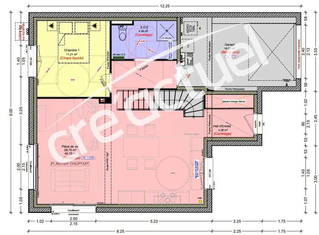 Plan - Maison Contemporaine Neuve à Langan