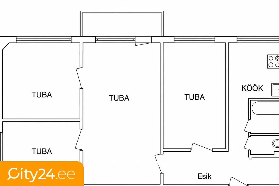 Planimetria - Remodelled Apartment in Mustamäe, Tallinn