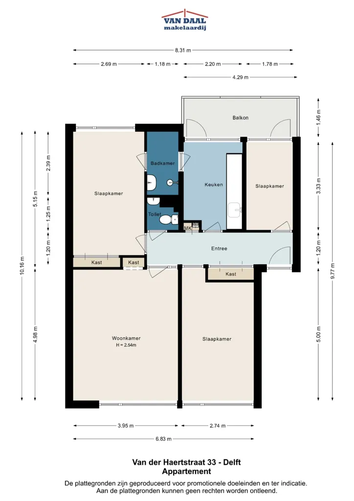Plaan - 4-Bedroom Apartment with Balcony near Delft