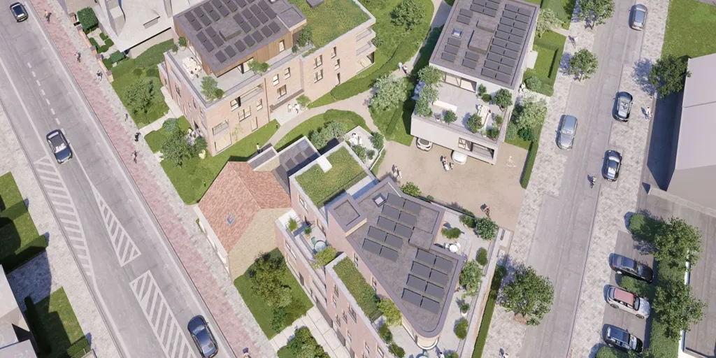 Aerial - Modern Apartments with Shops in Ravels