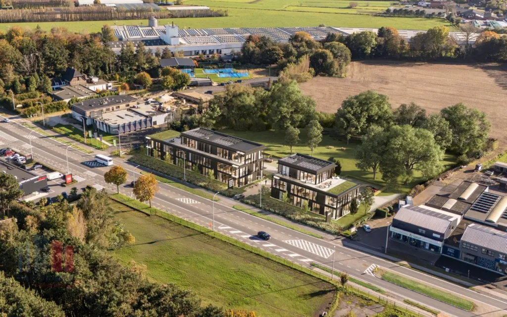 Vue aérienne - Nouveau Bâtiment Commercial avec Vue sur la Route à Lokeren