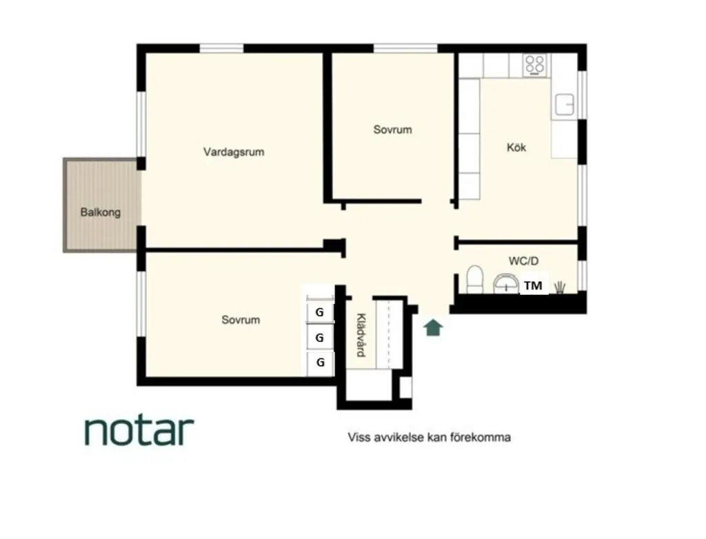3-toaline korter asukohas Solna