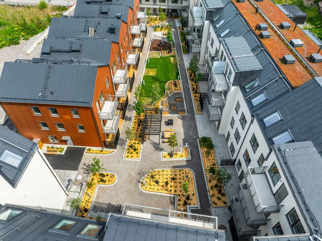 Vue aérienne - Modern Apartment with Lakeside Terrace in Sollentuna