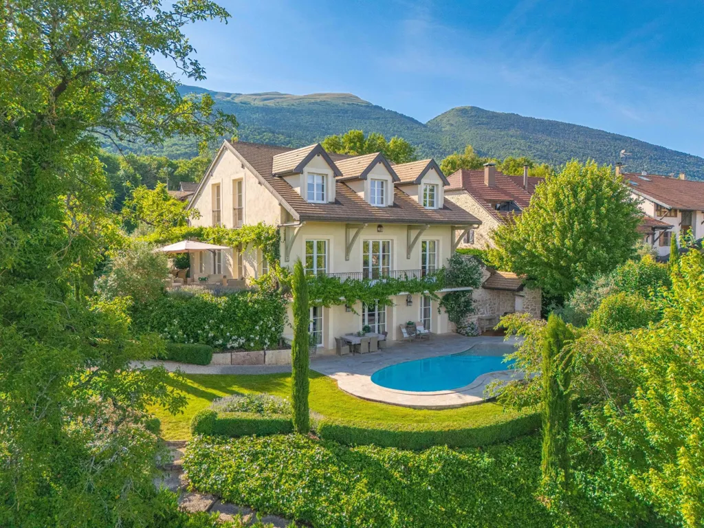 Aerial - Luxury House with Mont Blanc View near Geneva