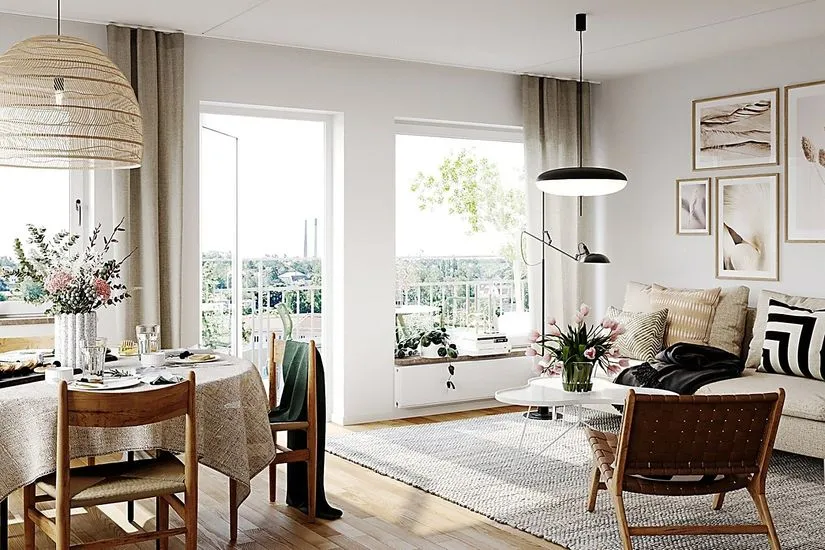 Soggiorno - Apartment with Two Balconies in Stockholm
