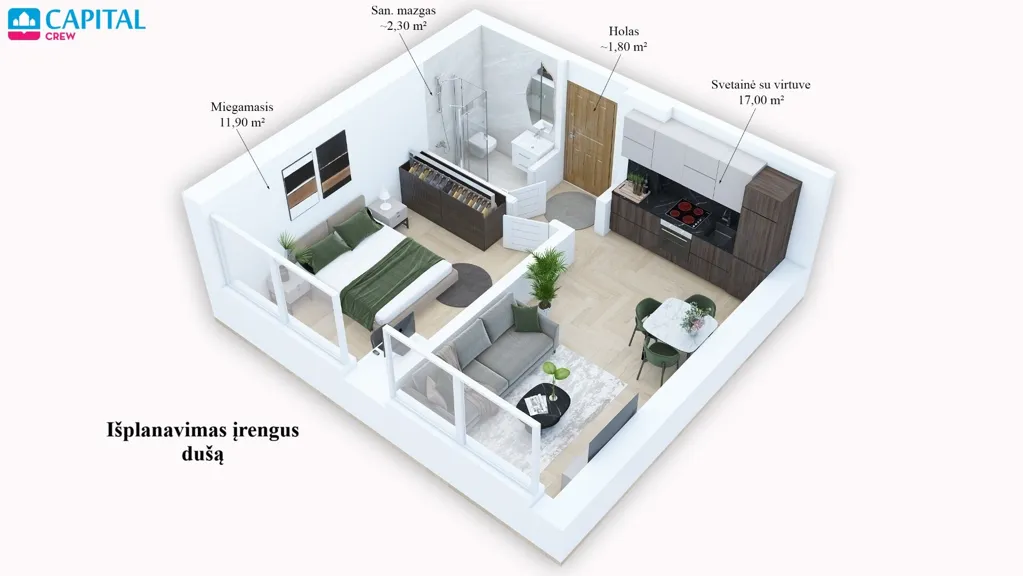 Plan - 2-Bedroom Brick House in Utena