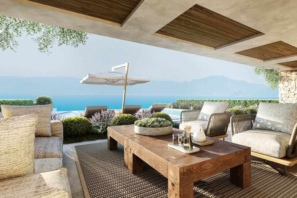 Terrace - Luxury Villa with Private Pool in Hanioti