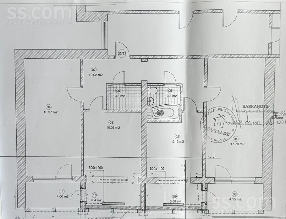 Planimetria - 3-Bedroom Flat with Unique Layout in Olaine