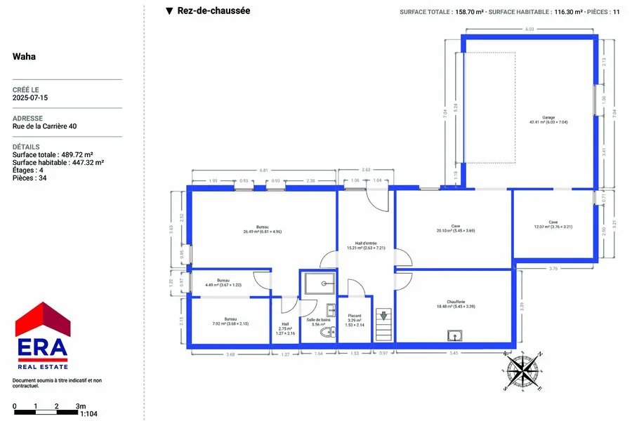 Plan - Villa Rénovée avec Jardin à Waha