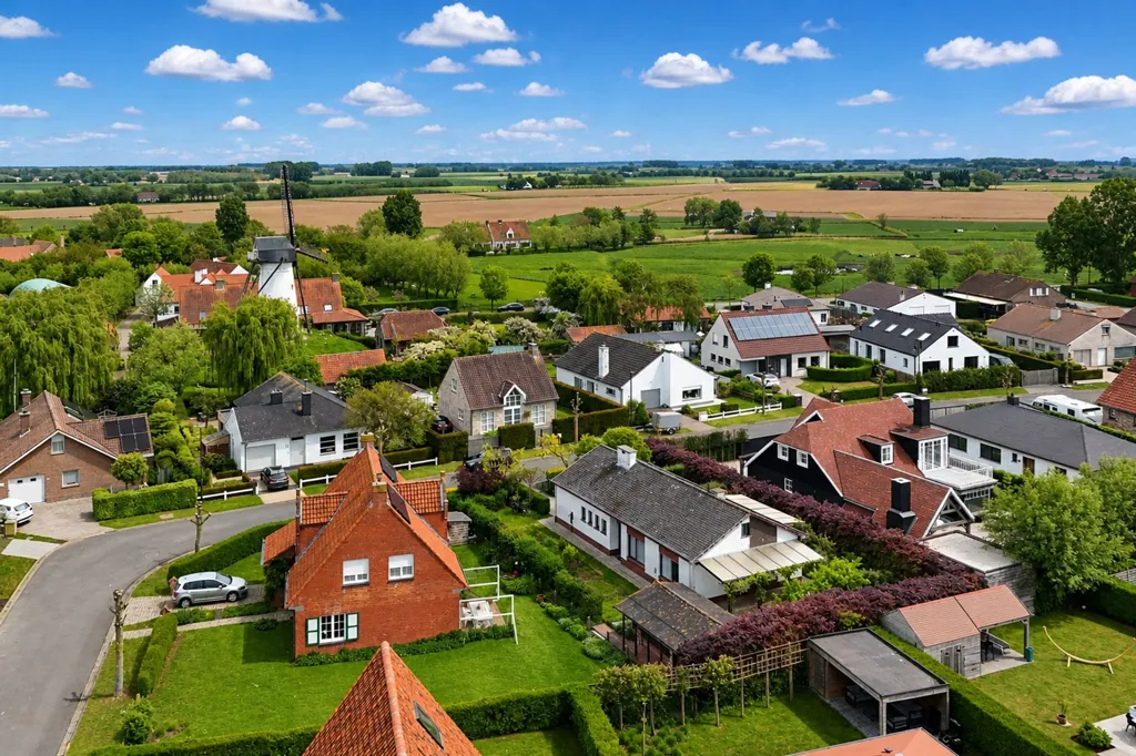 Vue aérienne - Bungalow Rustique avec Jardin à Ramskapelle