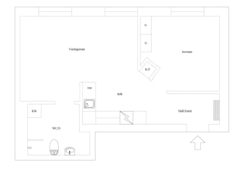 Floor Plan - Modern Studio Flat with Park View in Gothenburg