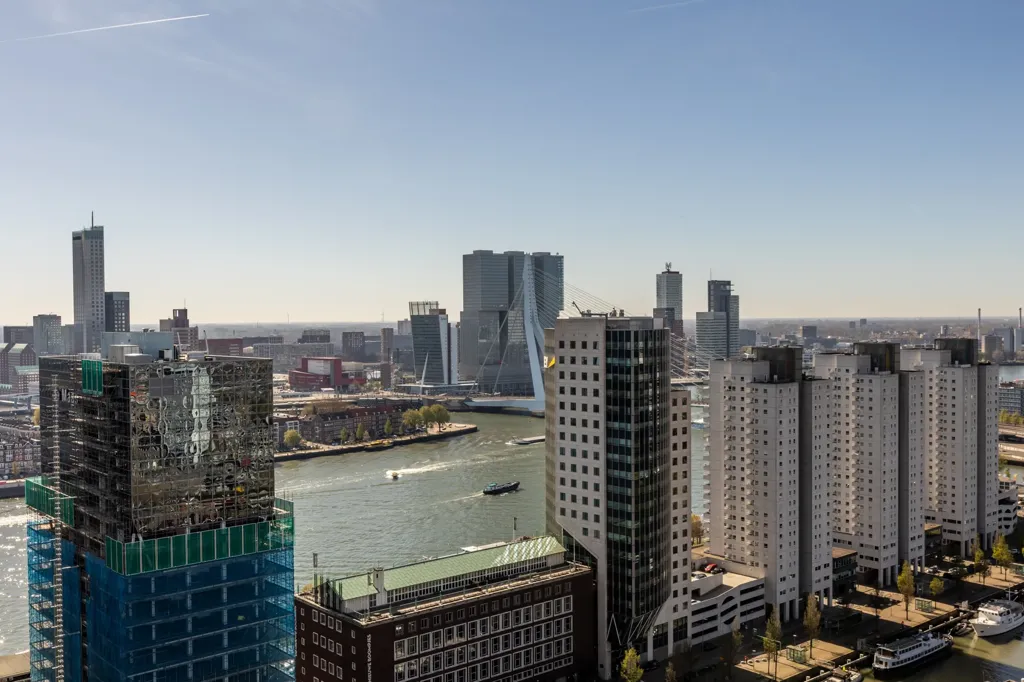Aerial - Apartment with Skyline View on 27th Floor in Rotterdam