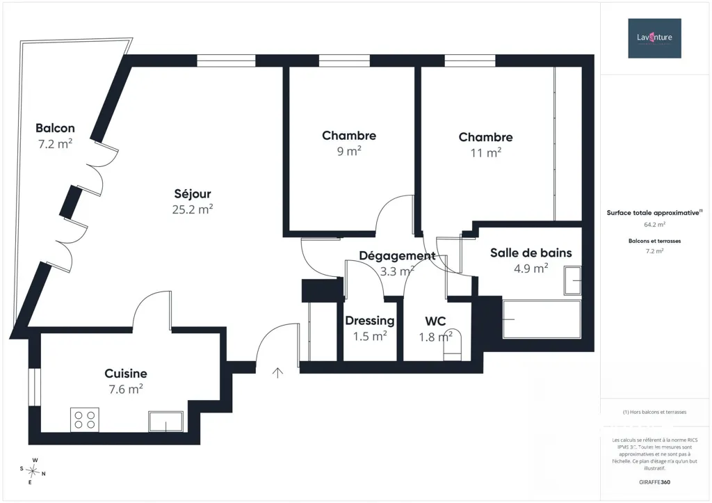 Plan - Appartement 3 Pièces avec Balcon à Châtenay-Malabry