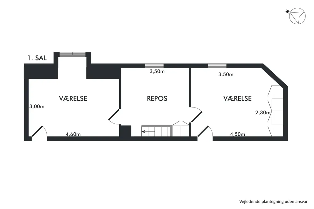 Planimetria - Spacious 5-Room Apartment in Central Aalborg