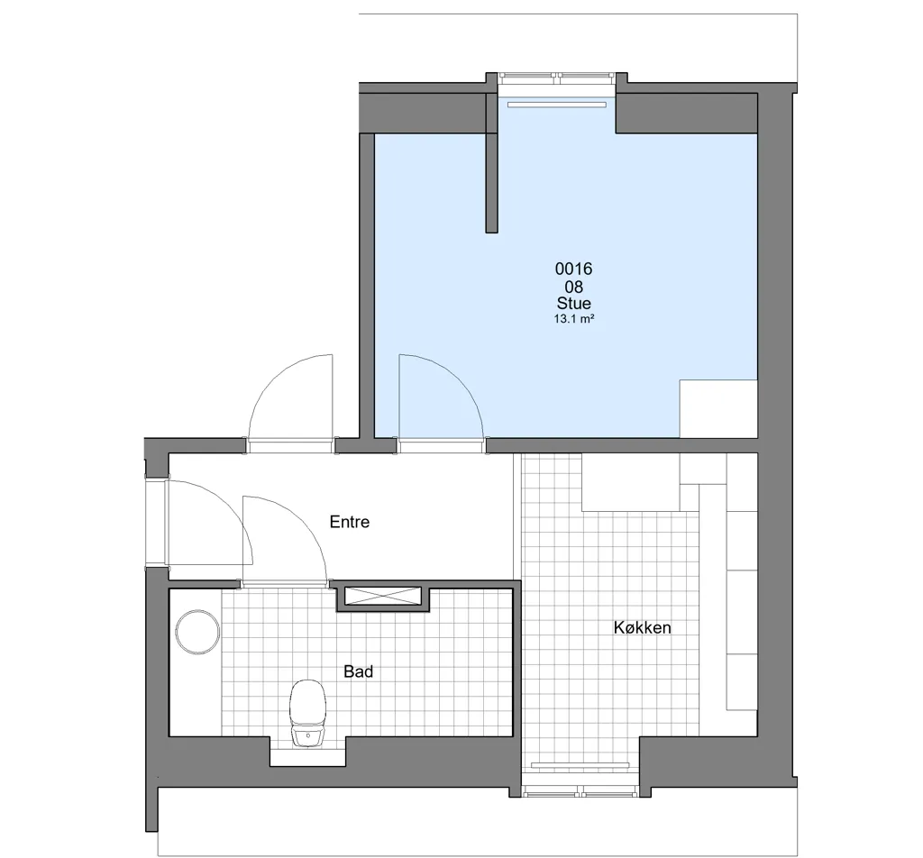 Plan - One-Bedroom Flat in Viborg's Latin Quarter