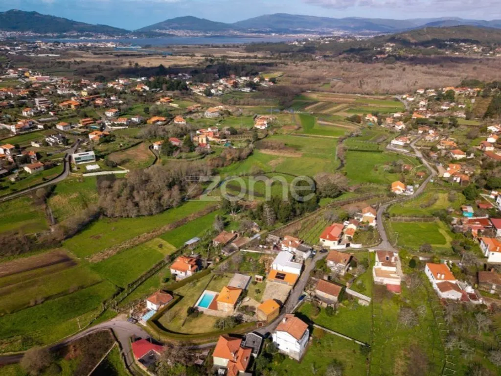 Aerial - Contemporary Stone House with Pool in Caminha