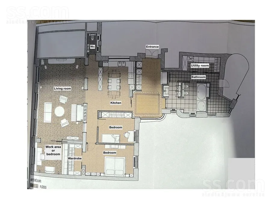 Plan - Appartement 4 pièces à Rīga