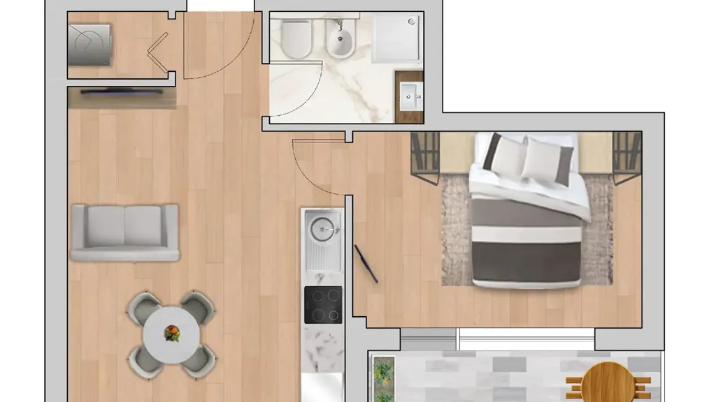 Plan - Rearranged Flat with Balcony in Florence