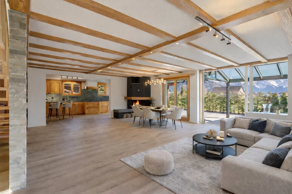 Living Room - Detached House with Panoramic Mountain Views in Einsiedeln
