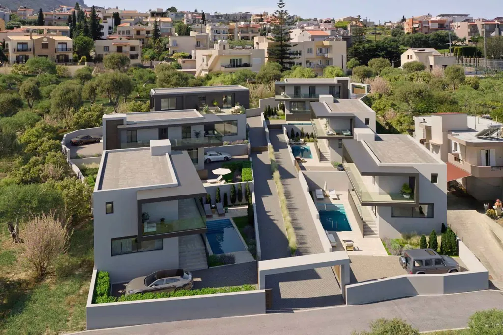 Vue aérienne - Modern Villa with Private Pool in Heraklion