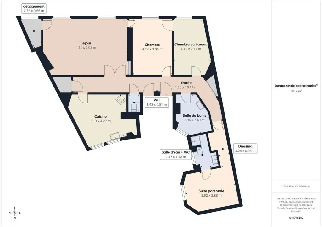 Plan - Appartement Familial avec Vue Dégagée à Paris 20ème