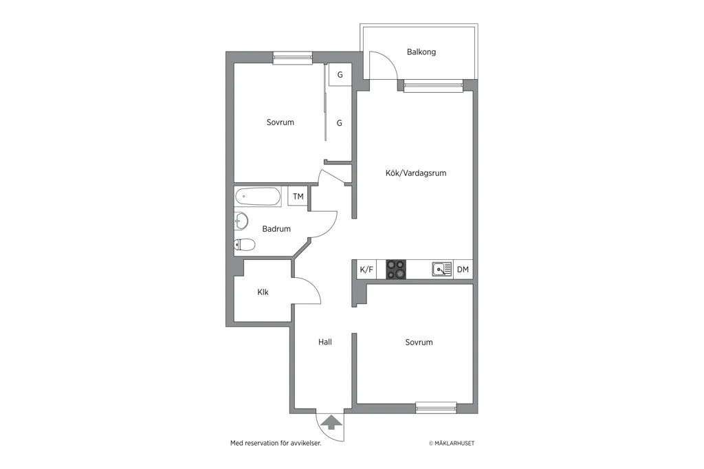 Plan - Thoughtfully Designed 3-Bed Flat with Balcony in Sävja