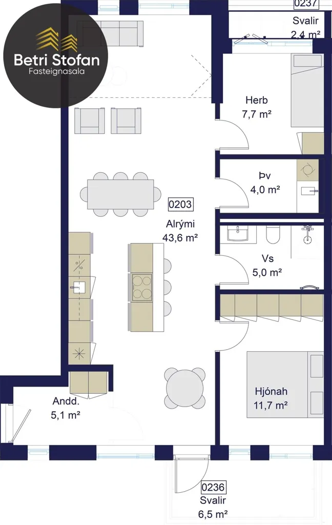 Planimetria - Apartment with Balcony in Reykjavik