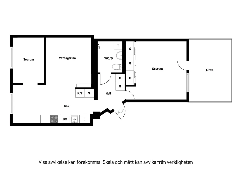 Plan - Bright Two-Bedroom Flat with Large Terrace in Stockholm